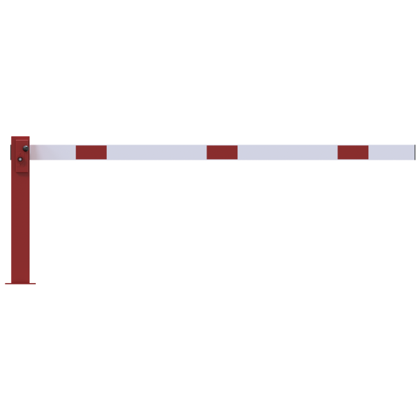 Compact hand barrier | with fixed support post | clear width: 1500 mm | with tringular look | hot-dip galvanized and coated red / white